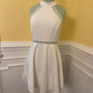 LULUS Lace Skater V Neck Midi Dress White Sz Small NWT